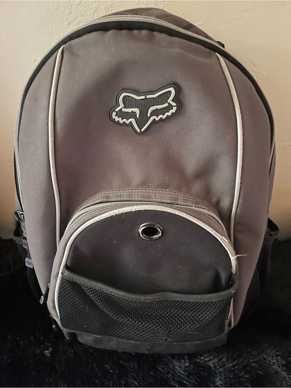 Fox Gray and Black Backpack with Front Pocket